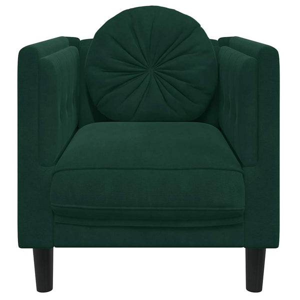 vidaXL Fauteuil avec coussin Vert foncé Velours