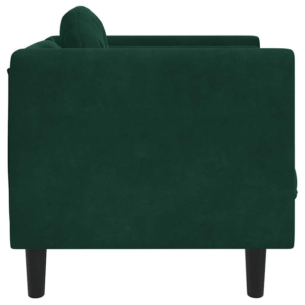 vidaXL Fauteuil avec coussin Vert foncé Velours