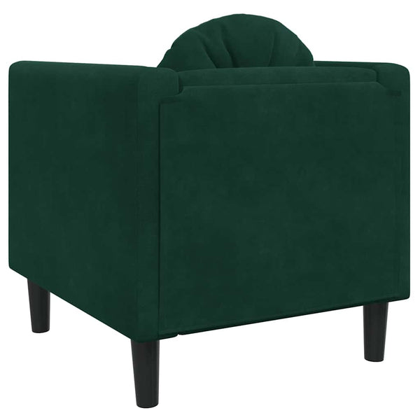 vidaXL Fauteuil avec coussin Vert foncé Velours