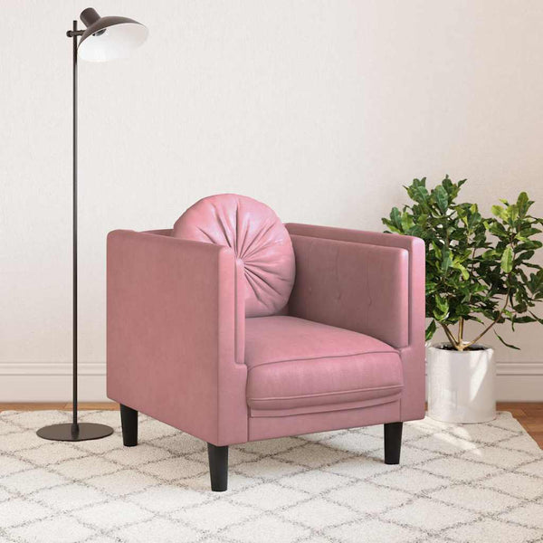 vidaXL Fauteuil avec coussin velours rose