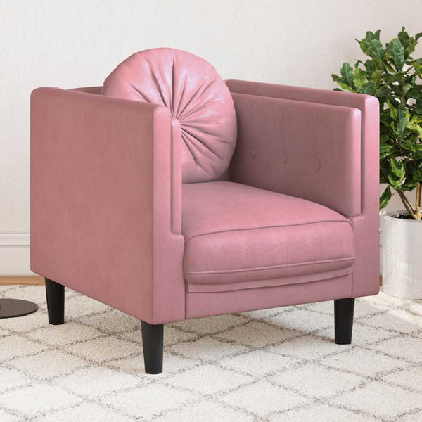 vidaXL Fauteuil avec coussin velours rose