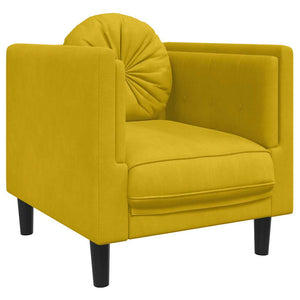 vidaXL Fauteuil avec coussins Velours jaune