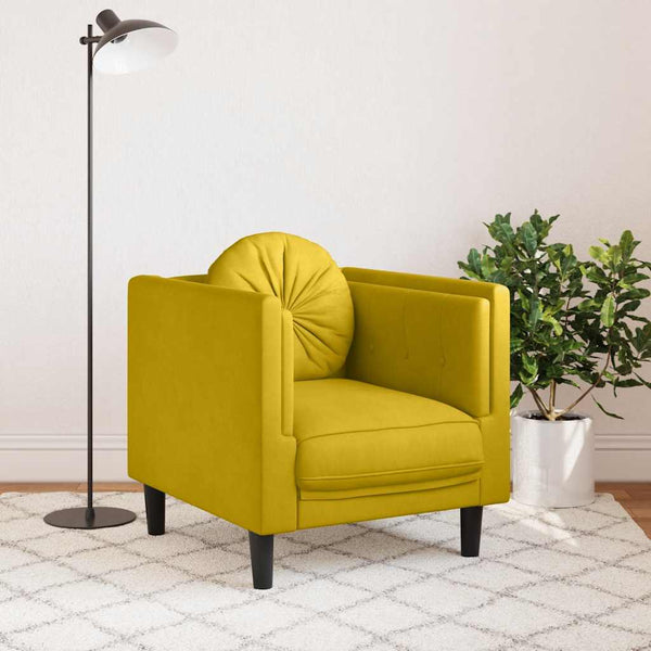 vidaXL Fauteuil avec coussins Velours jaune