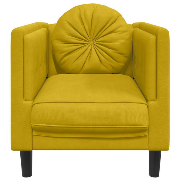 vidaXL Fauteuil avec coussins Velours jaune