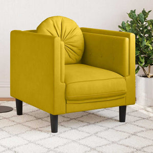 vidaXL Fauteuil avec coussins Velours jaune