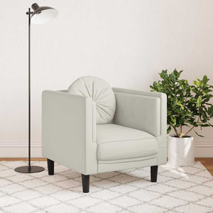 vidaXL Fauteuil avec coussin Crème Velours