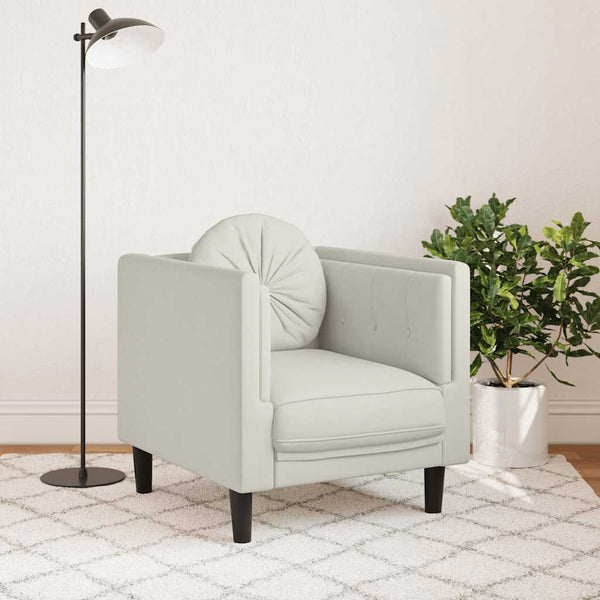 vidaXL Fauteuil avec coussin Crème Velours