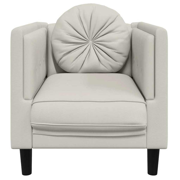 vidaXL Fauteuil avec coussin Crème Velours