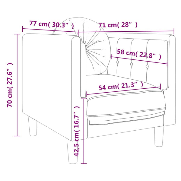 vidaXL Fauteuil avec coussin Crème Velours