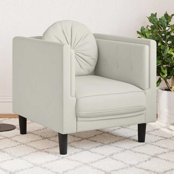 vidaXL Fauteuil avec coussin Crème Velours