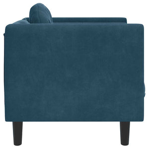 Blauer Samt Sessel mit Kissen