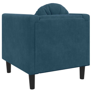 Blauer Samt Sessel mit Kissen