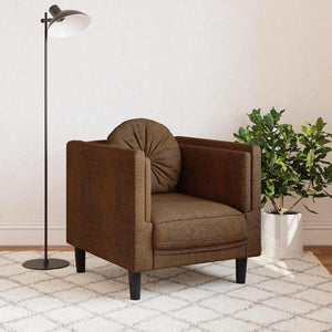 Sessel Braun Kunstleder Wildleder-Optik mit Kissen
