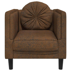 Sessel Braun Kunstleder Wildleder-Optik mit Kissen