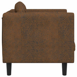 Sessel Braun Kunstleder Wildleder-Optik mit Kissen