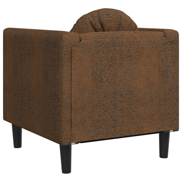 Sessel Braun Kunstleder Wildleder-Optik mit Kissen