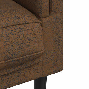 Sessel Braun Kunstleder Wildleder-Optik mit Kissen