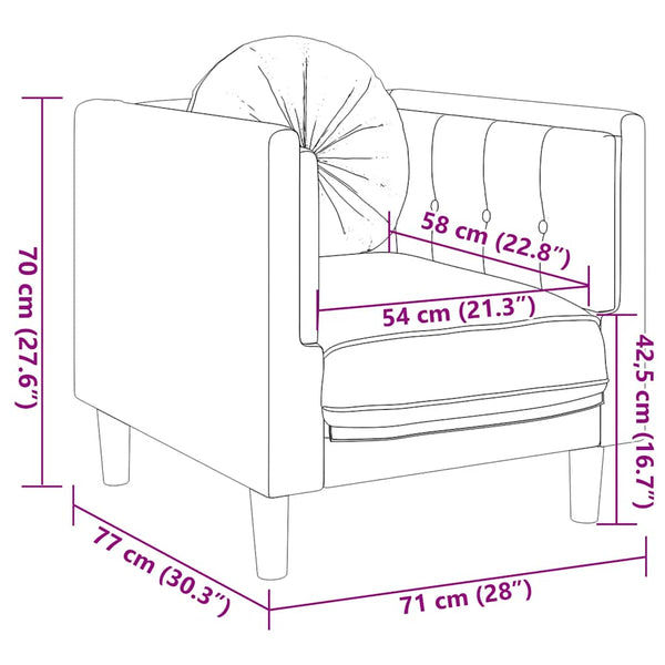 Sessel Braun Kunstleder Wildleder-Optik mit Kissen