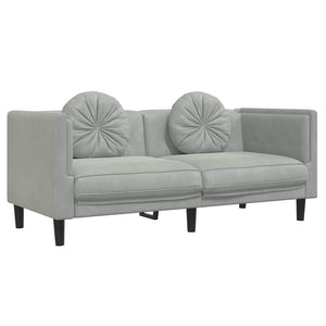 vidaXL Canapé 2 places avec coussins Gris clair Velours