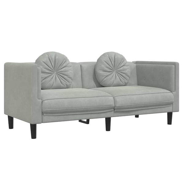 vidaXL Canapé 2 places avec coussins Gris clair Velours