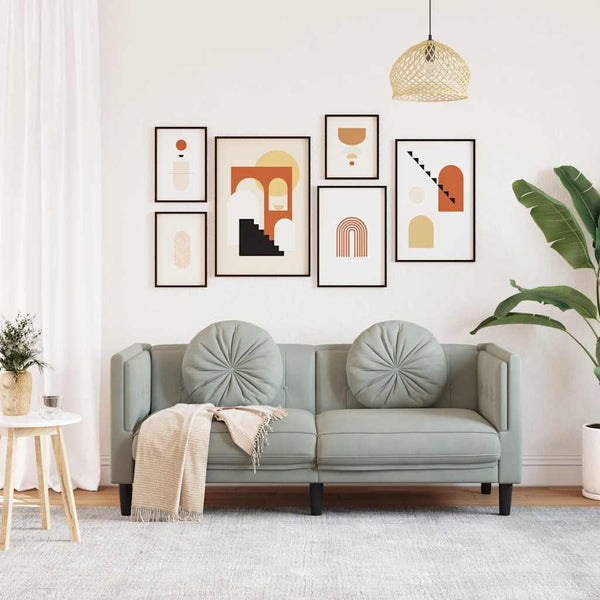 vidaXL Canapé 2 places avec coussins Gris clair Velours
