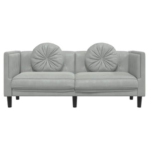 vidaXL Canapé 2 places avec coussins Gris clair Velours