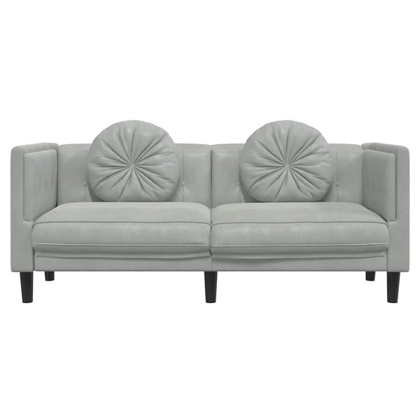 vidaXL Canapé 2 places avec coussins Gris clair Velours