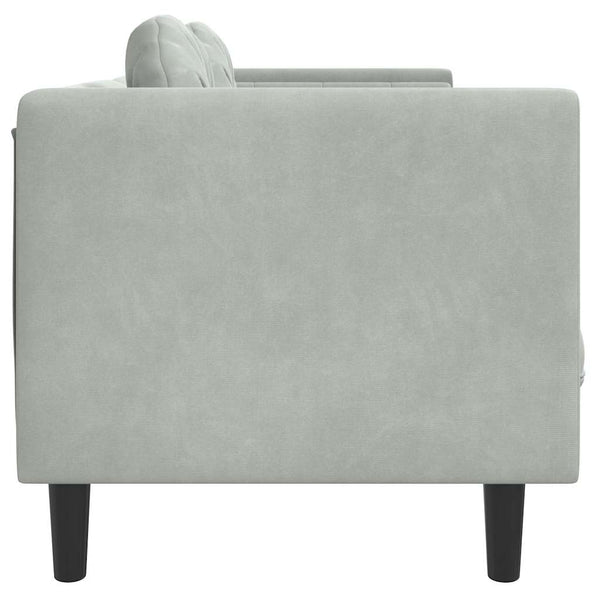 vidaXL Canapé 2 places avec coussins Gris clair Velours
