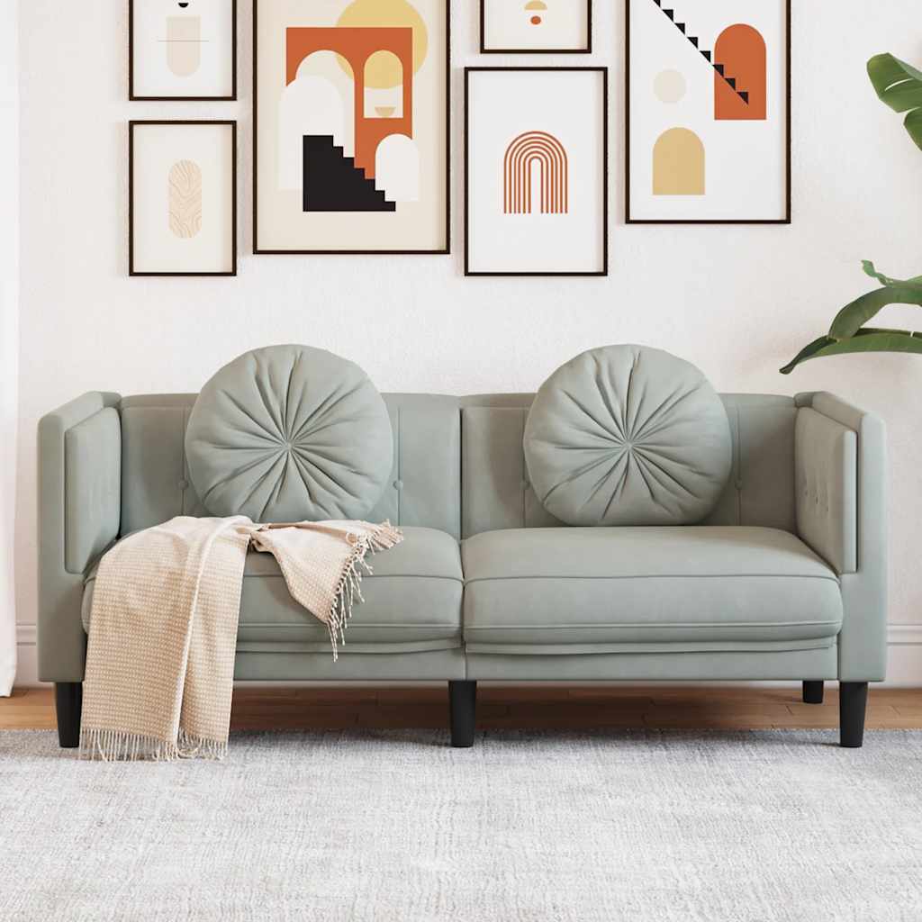 vidaXL Canapé 2 places avec coussins Gris clair Velours