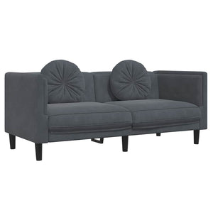 vidaXL Canapé 2 places avec coussins Velours gris foncé