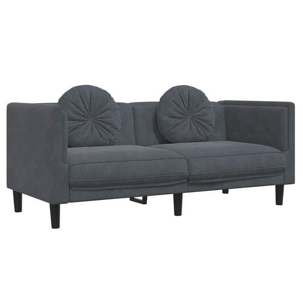 vidaXL Canapé 2 places avec coussins Velours gris foncé