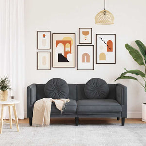 vidaXL Canapé 2 places avec coussins Velours gris foncé