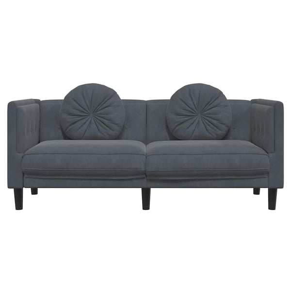 vidaXL Canapé 2 places avec coussins Velours gris foncé