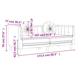 vidaXL Canapé 2 places avec coussins Velours gris foncé