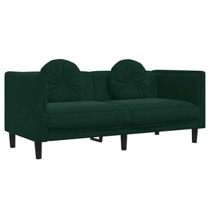 vidaXL Canapé 2 places avec coussins Velours Vert foncé