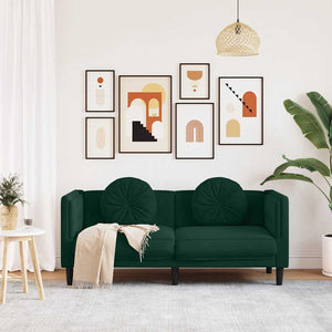 vidaXL Canapé 2 places avec coussins Velours Vert foncé