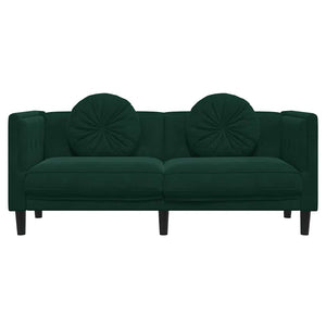 vidaXL Canapé 2 places avec coussins Velours Vert foncé