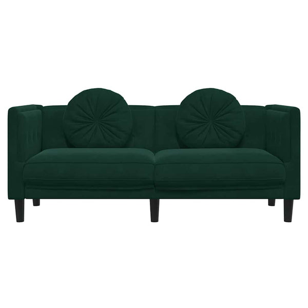 vidaXL Canapé 2 places avec coussins Velours Vert foncé