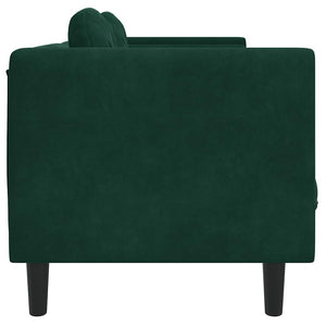 vidaXL Canapé 2 places avec coussins Velours Vert foncé