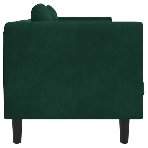 vidaXL Canapé 2 places avec coussins Velours Vert foncé