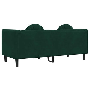 vidaXL Canapé 2 places avec coussins Velours Vert foncé