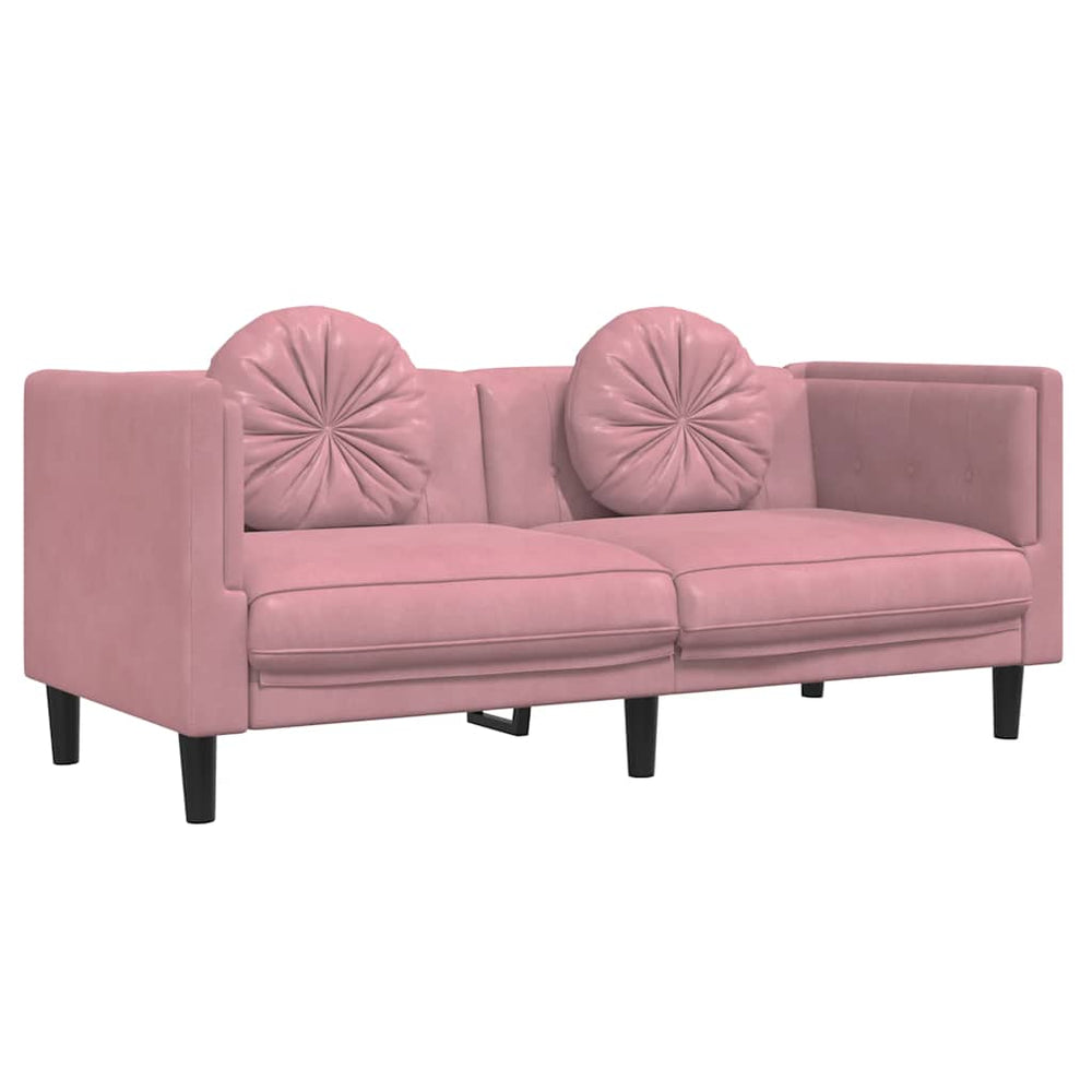Rosa Samt Sofa 2-Sitzer mit Kissen
