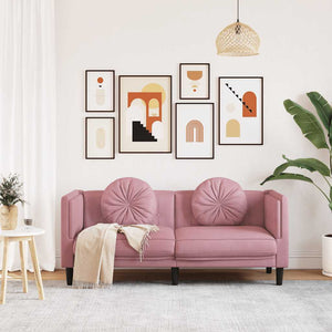 Rosa Samt Sofa 2-Sitzer mit Kissen