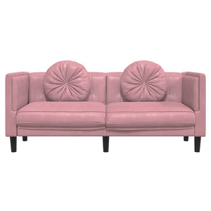 Rosa Samt Sofa 2-Sitzer mit Kissen