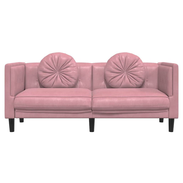 Rosa Samt Sofa 2-Sitzer mit Kissen