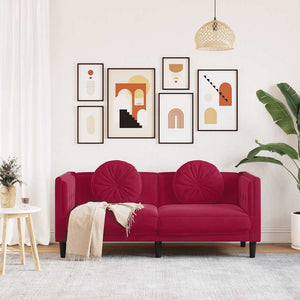 vidaXL Canapé 2 places avec coussins velours rouge bordeaux
