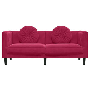 vidaXL Canapé 2 places avec coussins velours rouge bordeaux