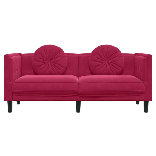 vidaXL Canapé 2 places avec coussins velours rouge bordeaux