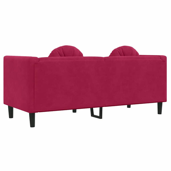 vidaXL Canapé 2 places avec coussins velours rouge bordeaux