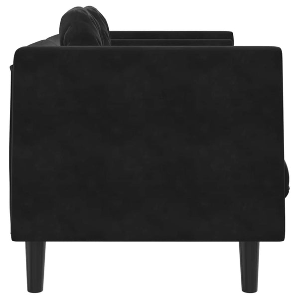 Schwarzes Samt Sofa 2-Sitzer mit Kissen